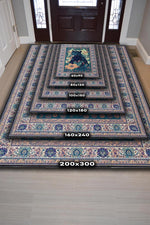 Nuh'un Gemisi Koleksiyonu Panter, Çiçek Desenli Art Deco Tarzı Vintage Halı,Çok Renkli Maksimalist Halı