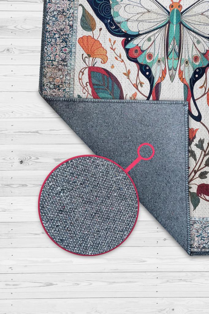 Nuh'un Gemisi Koleksiyonu Pervane Böceği Çiçek Temalı Vintage Renkli Maksimalist Halı