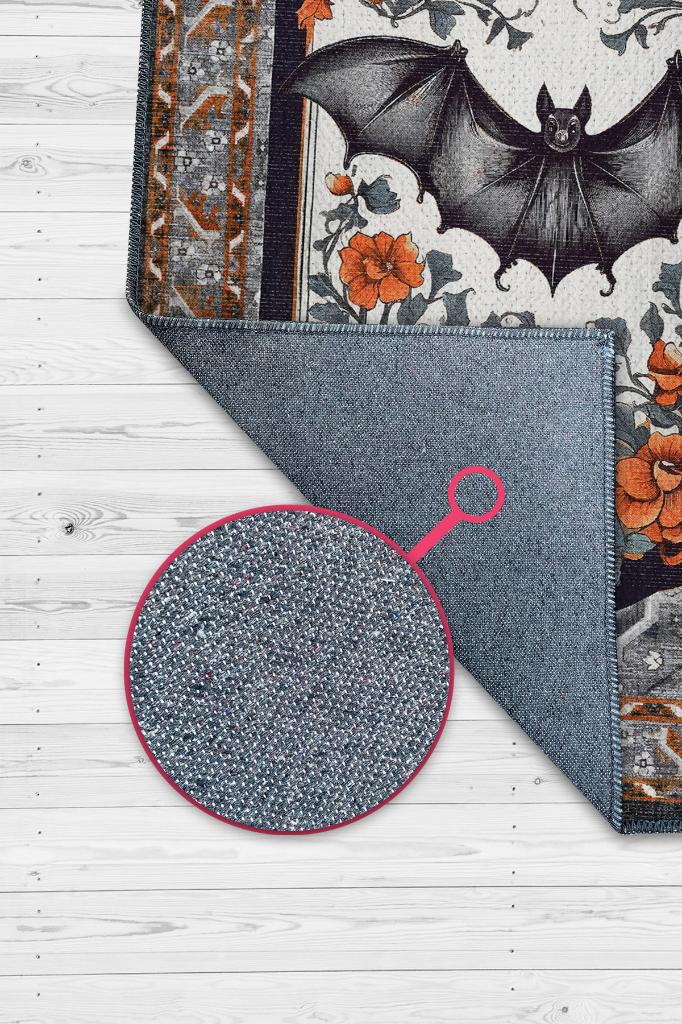 Nuh'un Gemisi Koleksiyonu Yarasa Çiçek Desenli Temalı Vintage Renkli Maksimalist Halı