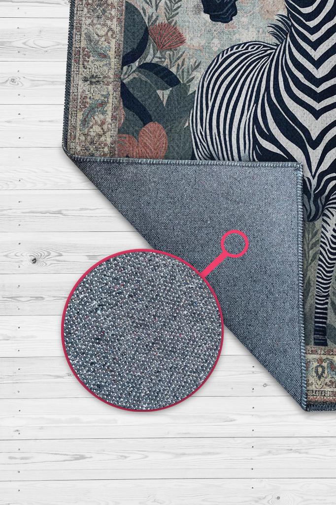 Nuh'un Gemisi Koleksiyonu Zebra, Çiçek Desenli Art Deco Tarzı Vintage Halı,Çok Renkli Maksimalist Halı