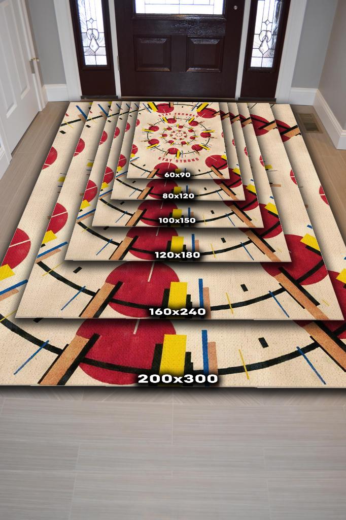 Odaklı Kal, Sarı Kırmızı Geometrik Desenli Modern Çalışma Odası Halısı, Minimalist Genç Odası Halısı, Pamuklu Dokuma Tabanlı Yıkanabilir Dekoratif Halı, Renkli Modern Ofis Halısı