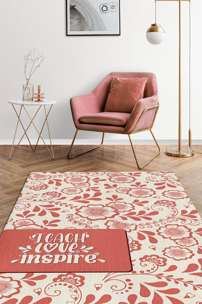 Öğret Sev İham Ver Dekoratif Öğretmen Halısı