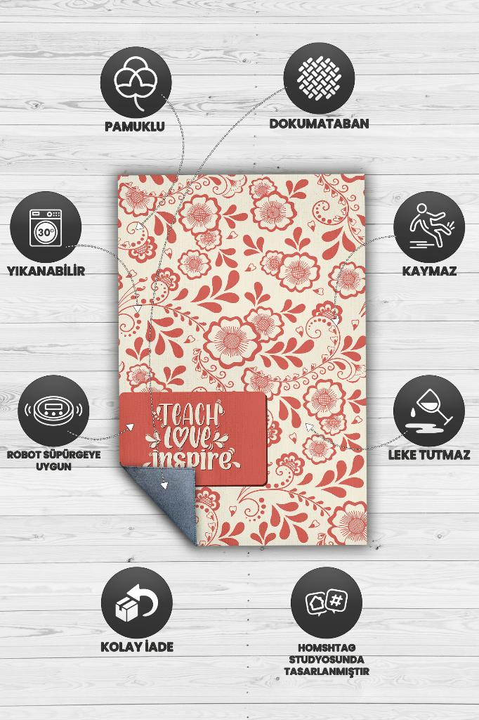 Öğret Sev İham Ver Dekoratif Öğretmen Halısı