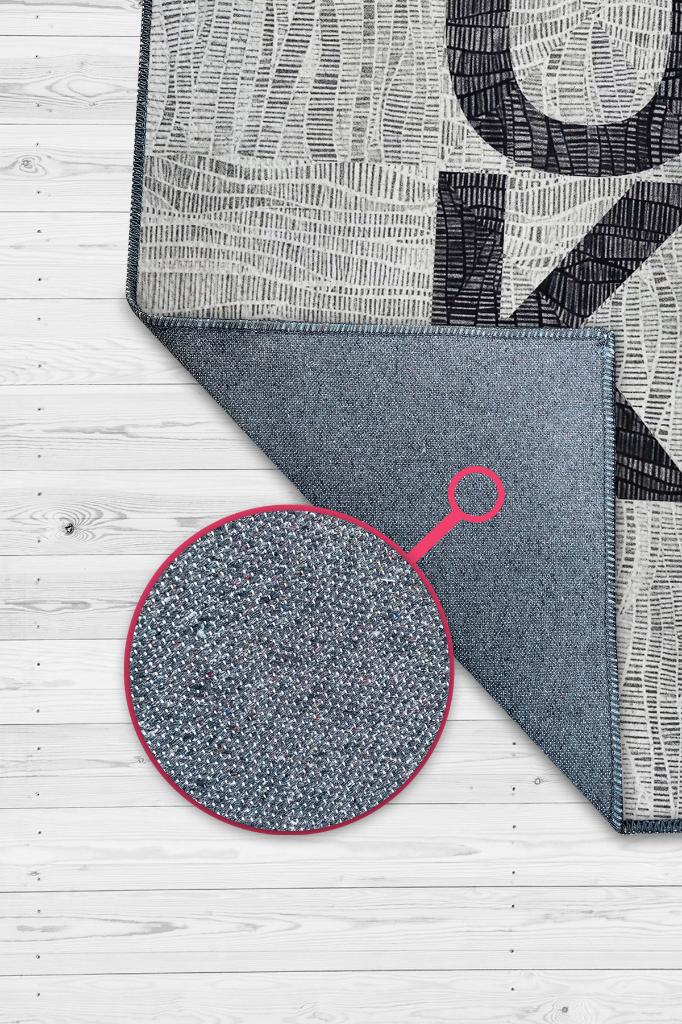 Ok Gri Renkli Halı Geometrik Oturma Odası Halısı Minimal Salon Halı Çizgili Yazılı Halı