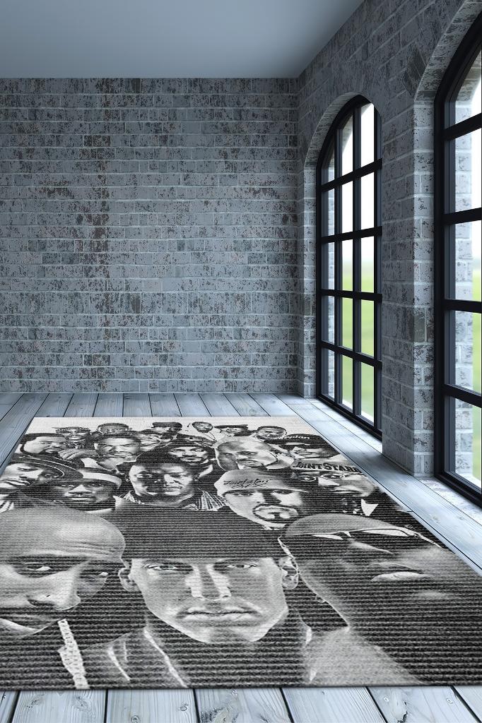 Old School Efsaneler Siyah Beyaz Halı Rap Sever Halı Müzisyine Hediyelik Art Müzik Halı