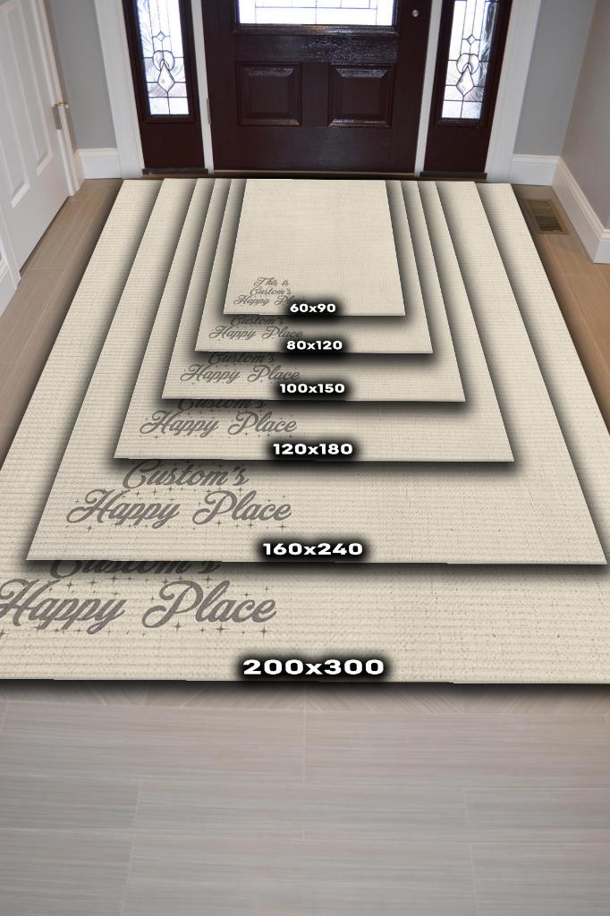 Onun Mutlu Yeri Kişiye Özel Kişiselleştirilebilir Dokuma Tabanlı Yıkanabilir Ev Halısı