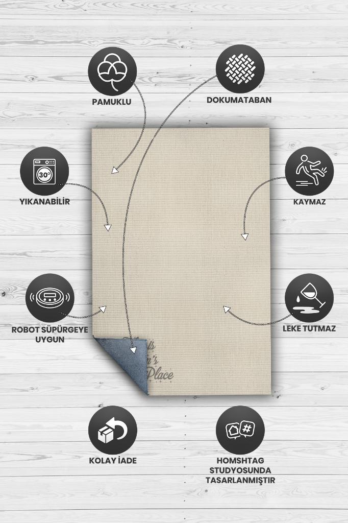 Onun Mutlu Yeri Kişiye Özel Kişiselleştirilebilir Dokuma Tabanlı Yıkanabilir Ev Halısı