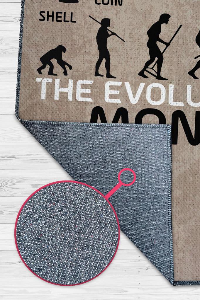 Paranın Evrimi İsimli Kişiye Özel Kişiselleştirilebilir Dokuma Tabanlı Yıkanabilir Trader Halısı