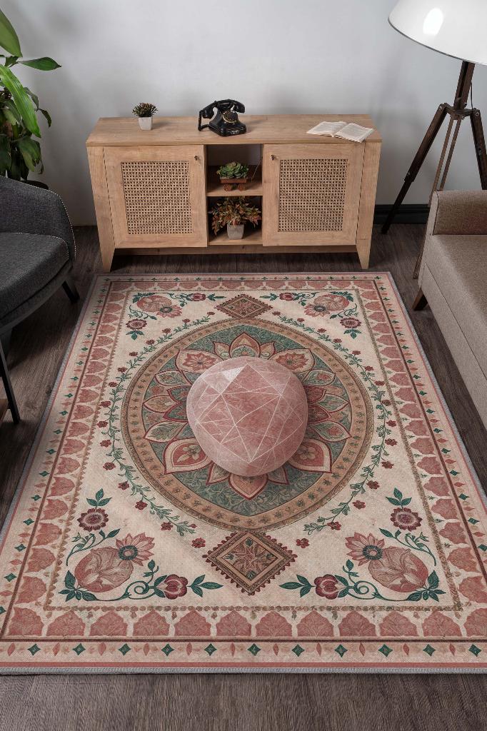 Pembe Kuvars Taşı Halısı Pembe Renkli Aura Taşı Enerji Spiritüel Temalı Modern Halı