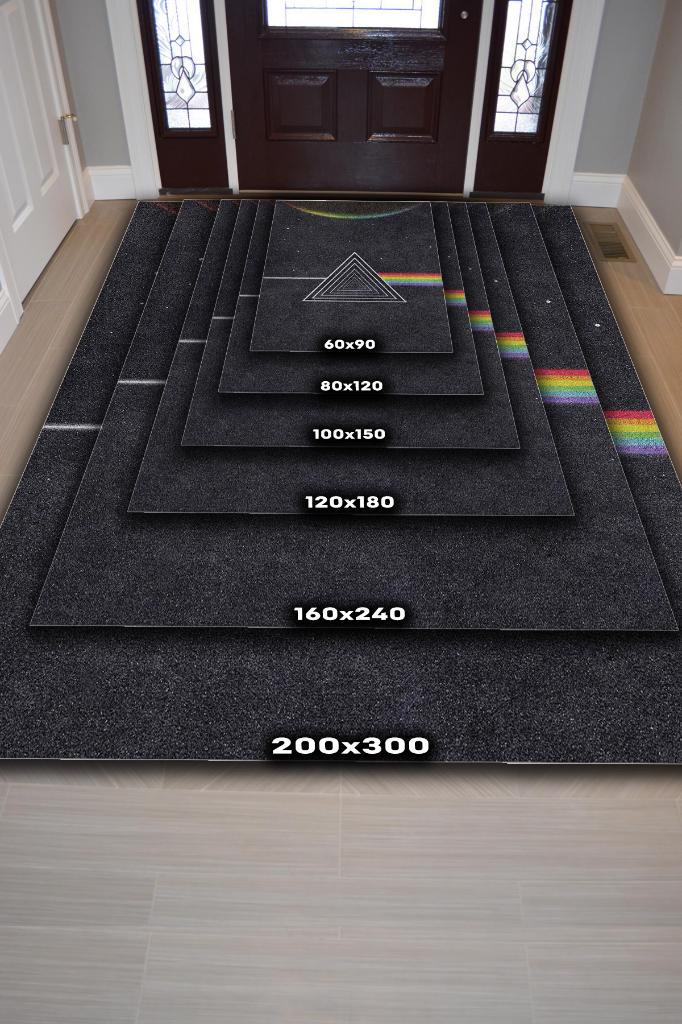 Pink Floyd Stones Siyah Renkli Müzisyen Halısı Müzik Severlere Hediye Halı Geometrik Halı