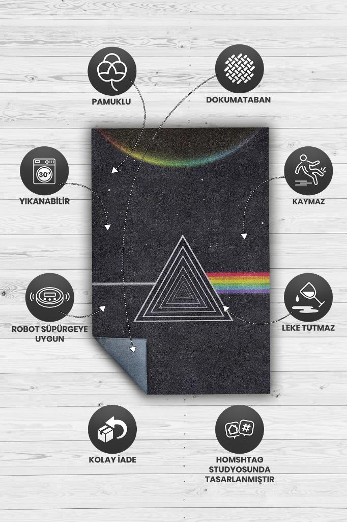 Pink Floyd Stones Siyah Renkli Müzisyen Halısı Müzik Severlere Hediye Halı Geometrik Halı