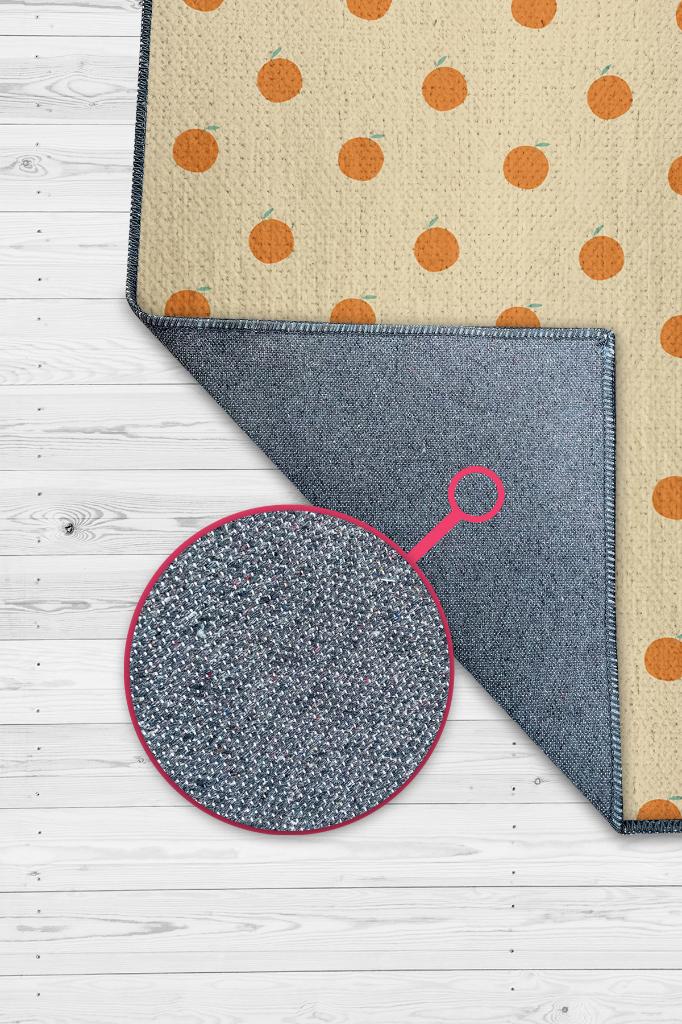 Portakal Desenli Turuncu Minimal Salon Halısı Renkli Mutfak Halısı Tarz Oturma Odası Halısı