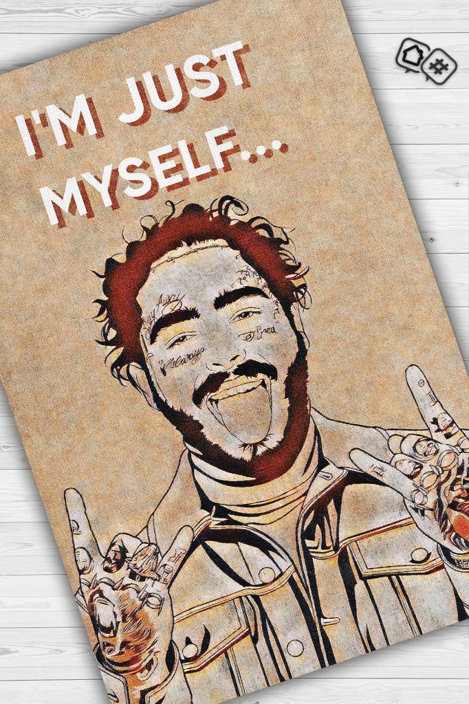 Post Malone Renkli Müzisyen Halı Müzsik Severe Hediyelik Halı Geometrik Figürlü Halı