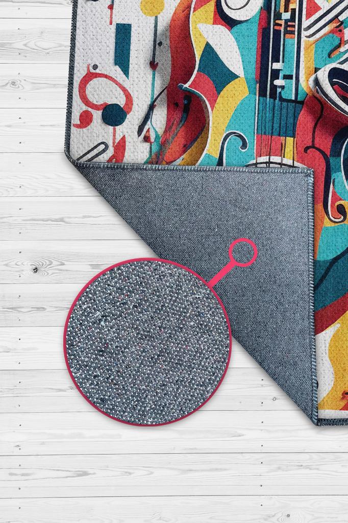 Renkli Gitar Halısı,Pop Art Müzik Halısı,Müzik Evi Halısı Tarz Genç Odası Halısı,Gitarist,Müzik Sever Halısı