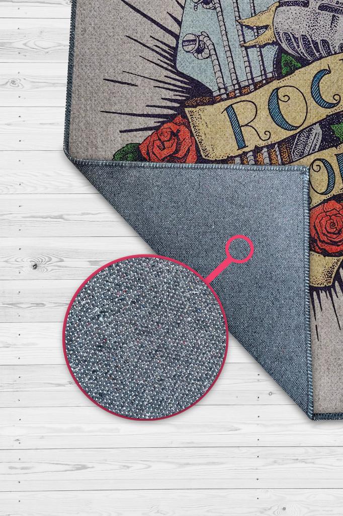 Rock & Roll Renkli Müzisyen Halı Müzsik Severe Hediyelik Halı Rock Halısı