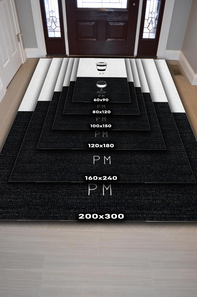 Sabah Akşam Siyah Beyaz Renkli Halı Modern Parti Temalı Halı Dokuma Modern Hediyelik Halı