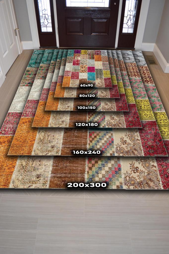 Sağlığına Çok Renkli Halı Geometrik Oturma Odası Halısı Modern Kare Desenli Patchwork Halı