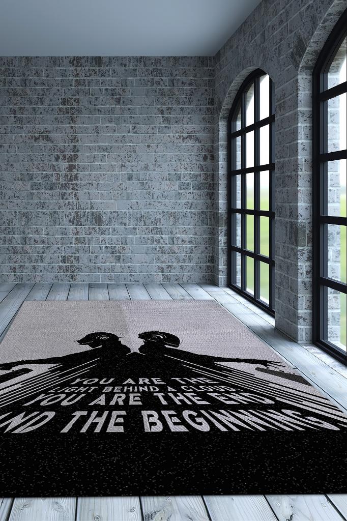 Sen Arkadaki Işıksın Koyu Renkli Siyah Halı Müzik Sever Halısı Müzisyine Hediyelik Halı