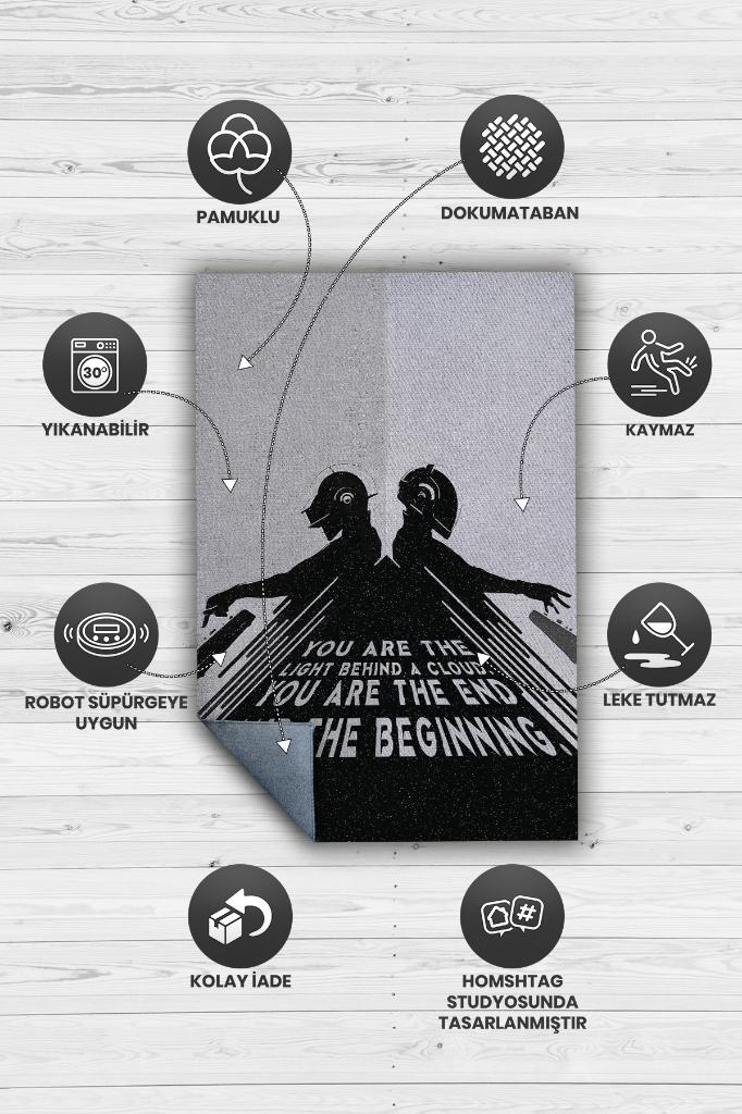 Sen Arkadaki Işıksın Koyu Renkli Siyah Halı Müzik Sever Halısı Müzisyine Hediyelik Halı