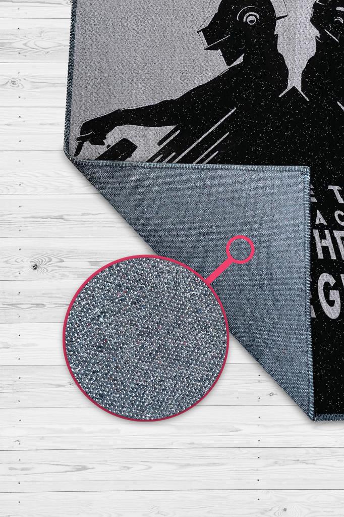 Sen Arkadaki Işıksın Koyu Renkli Siyah Halı Müzik Sever Halısı Müzisyine Hediyelik Halı