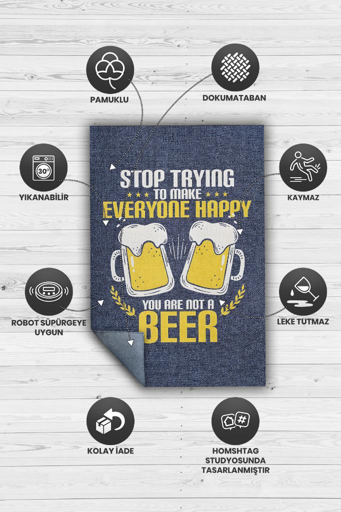 Sen Bira Değilsin Mavi Sarı Renkli Parti Halısı Parti Temalı Hediyelik Tasarım Halı