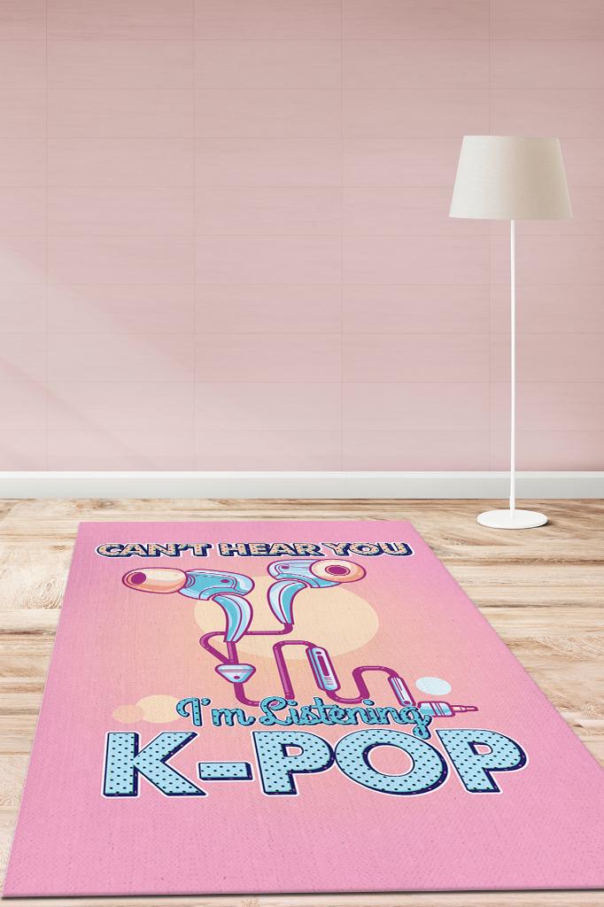 Homshtag Seni Duyamam Pembe Renkli Halı Genç Kız Odası Halısı Kpop Sever Hediyelik Çok Renkli Halı