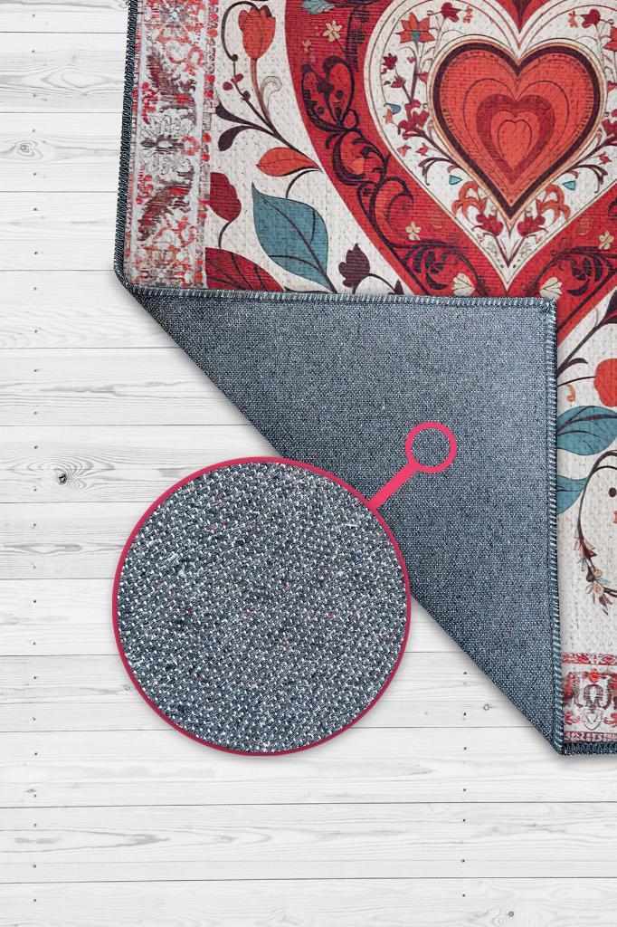 Sevgi Aşk Yer Etnik Desenli Salon Halısı Modern Oturma Odası Halısı Kırmızı Renkli Halı