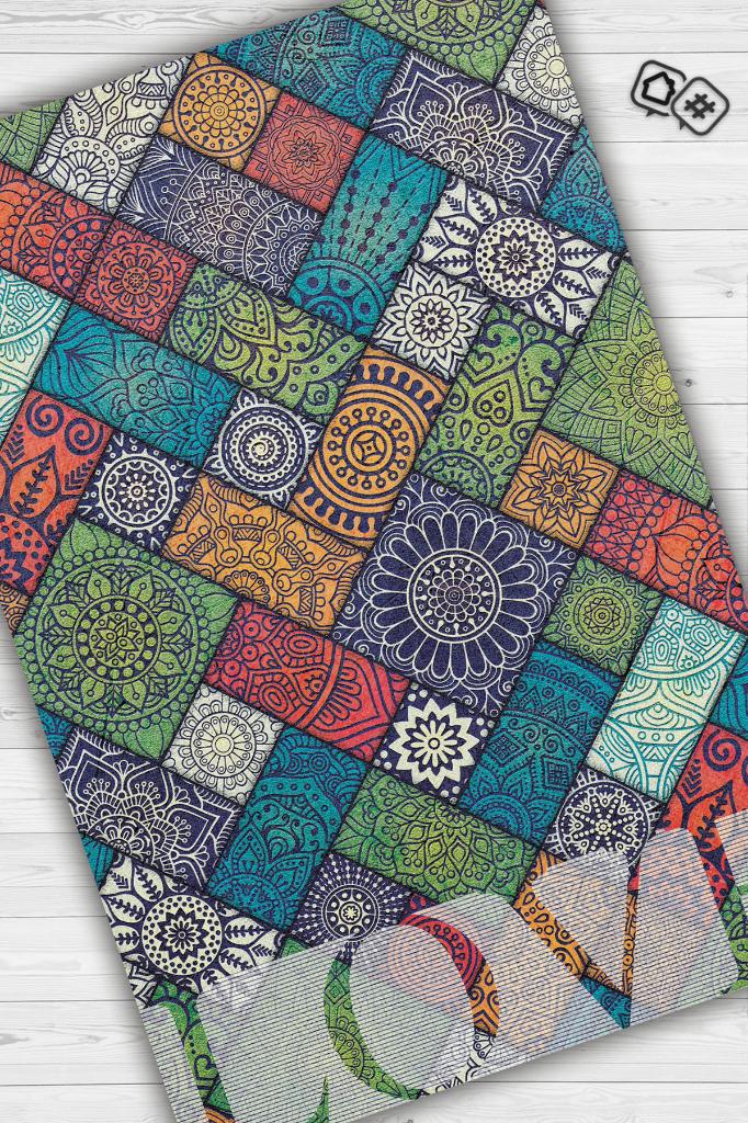 Sevgi Gereken Yer Etnik Desenli Salon Halısı Modern Oturma Odası Halısı Çok Renkli Halı