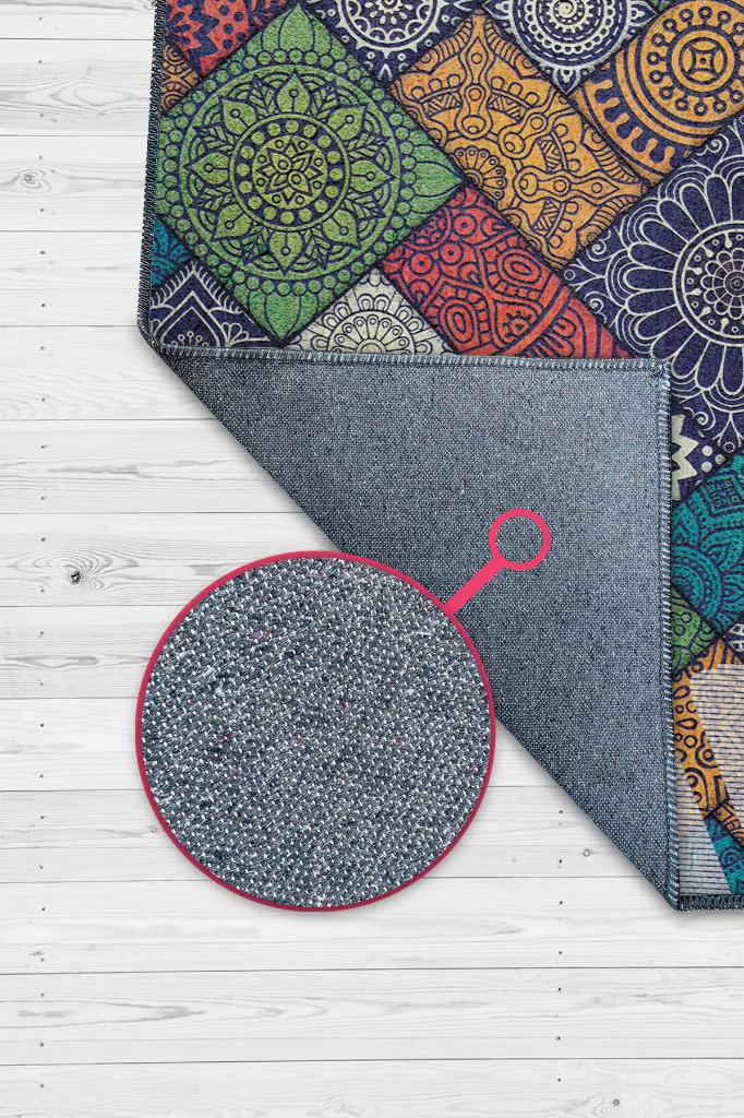 Sevgi Gereken Yer Etnik Desenli Salon Halısı Modern Oturma Odası Halısı Çok Renkli Halı