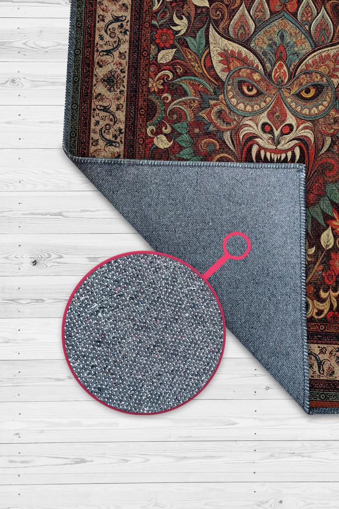 Şeytan Figürlü Korku Temalı Salon Halısı Gotik Çok Renkli Oturma Odası Halı Konsept Halı