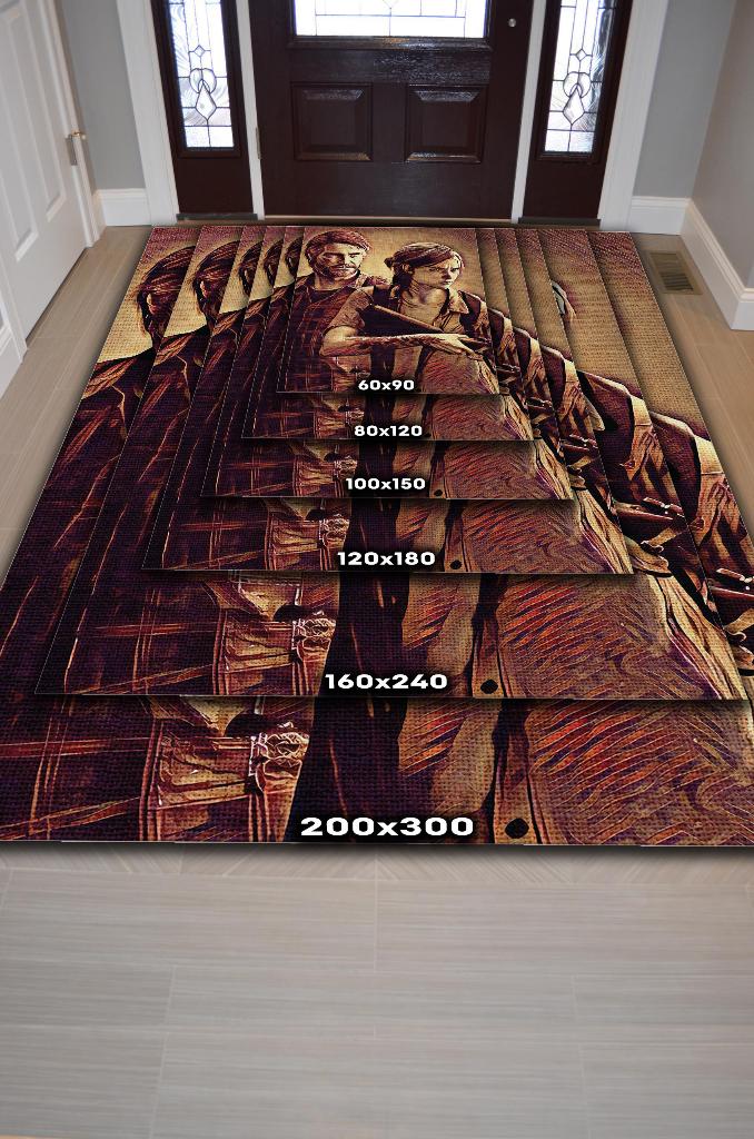 Sonuncumuz Çok Renkli Oyuncu Halısı Zemini Kahverengi Gamer Temalı Last Of Us Sever Halısı