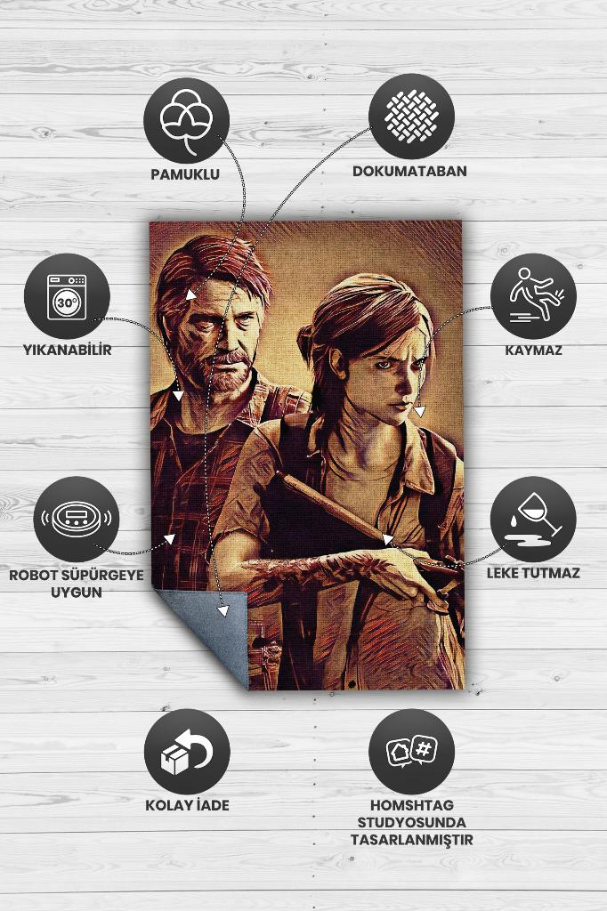 Sonuncumuz Çok Renkli Oyuncu Halısı Zemini Kahverengi Gamer Temalı Last Of Us Sever Halısı