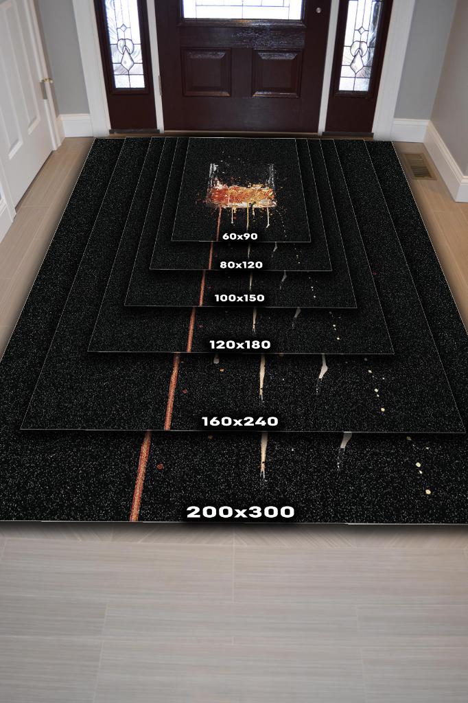Splash Shot Temalı Orijinal Tasarımlı Party Ve Mutfak Halısı Siyah Dijital Baskı Halı