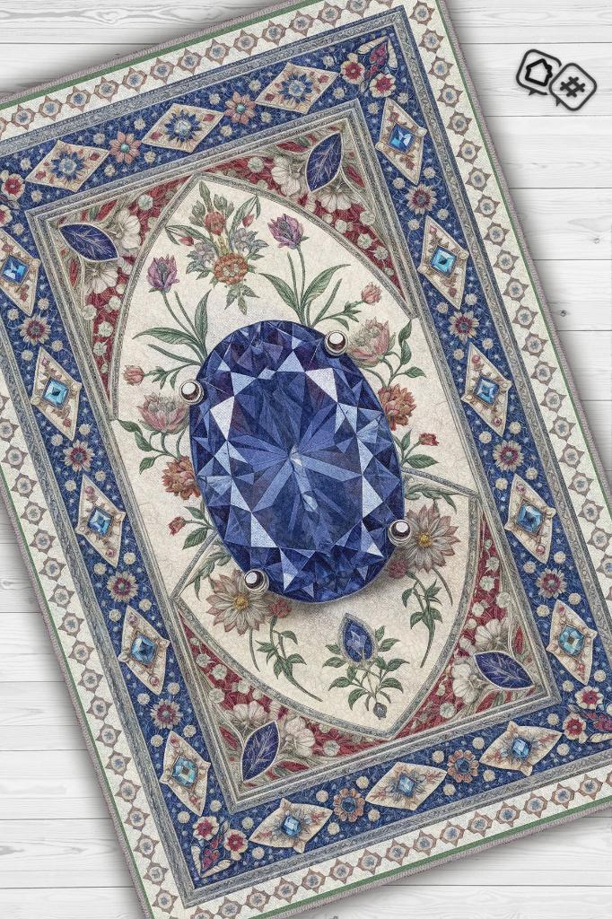 Tanzanit Taşı Halısı Mor Aura Renkli Aura Taşı Enerji Spiritüel Temalı Modern Halı