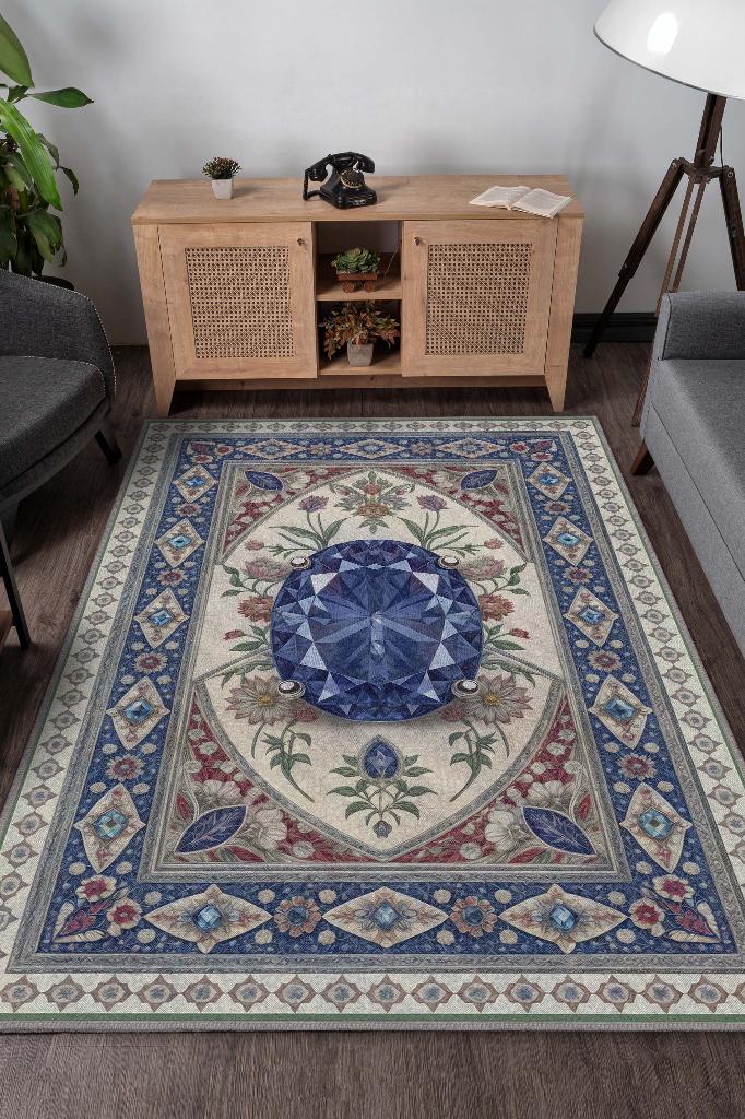 Tanzanit Taşı Halısı Mor Aura Renkli Aura Taşı Enerji Spiritüel Temalı Modern Halı