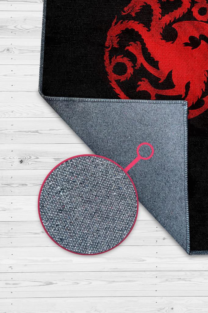 Targaryen Hanedanı Desenli Halı Game Of Thrones Film Halısı Siyah Kırmızı Film Serisi Halı