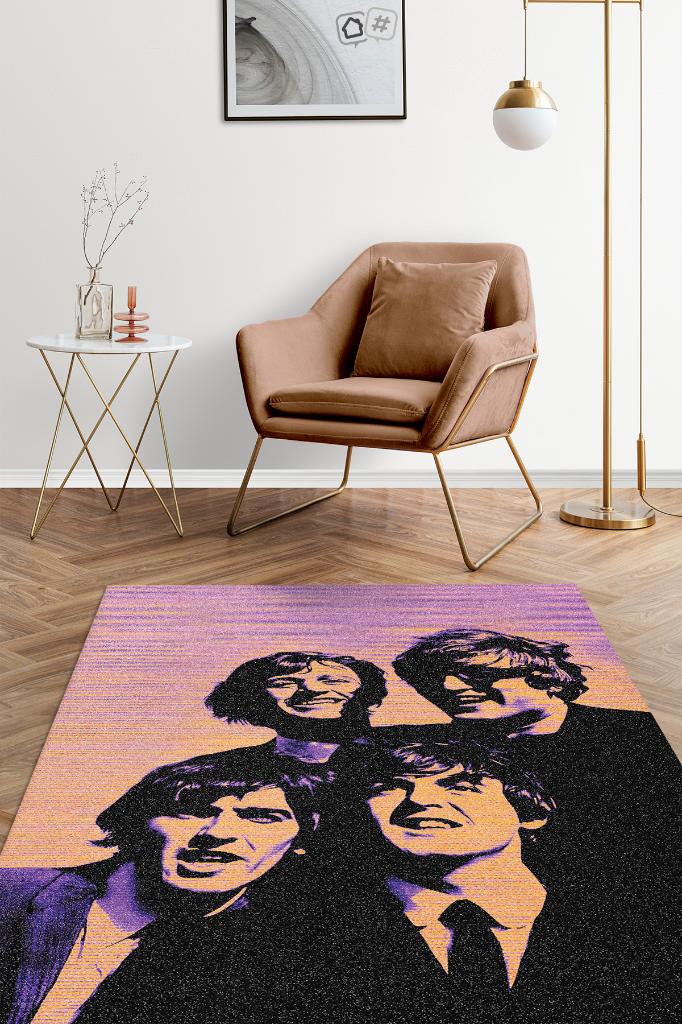 The Beatles Stones Çok Renkli Müzisyen Halısı Dokuma Tabanlı Müzisyene Hediye Halı