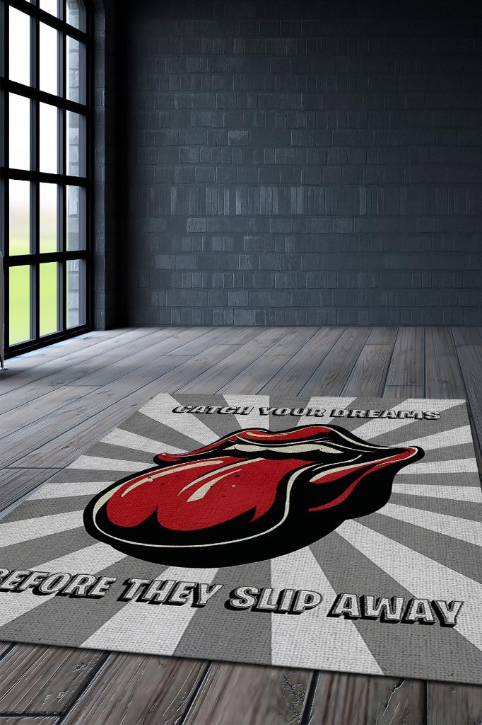 The Rolling Stones Çok Renkli Müzisyen Halısı Dokuma Geometrik Hediyelik Müzik Sever Halısı