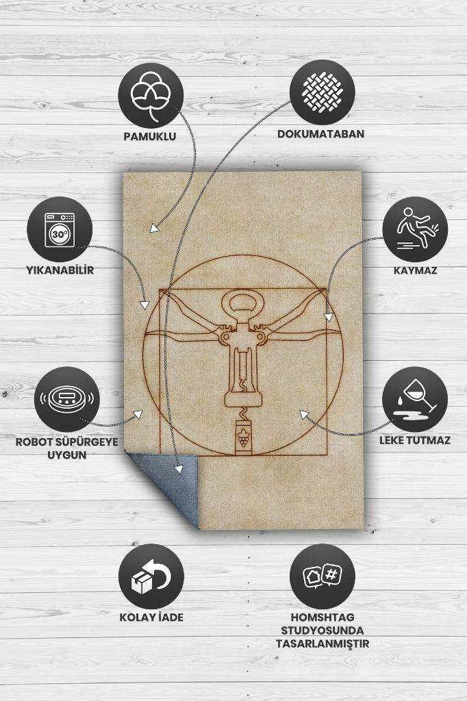 Tirbuşon Bej Kahve Renkli Halı Modern Parti Temalı Halı Tasarım Dokuma Hediyelik Halı