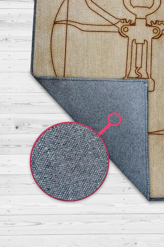 Tirbuşon Bej Kahve Renkli Halı Modern Parti Temalı Halı Tasarım Dokuma Hediyelik Halı