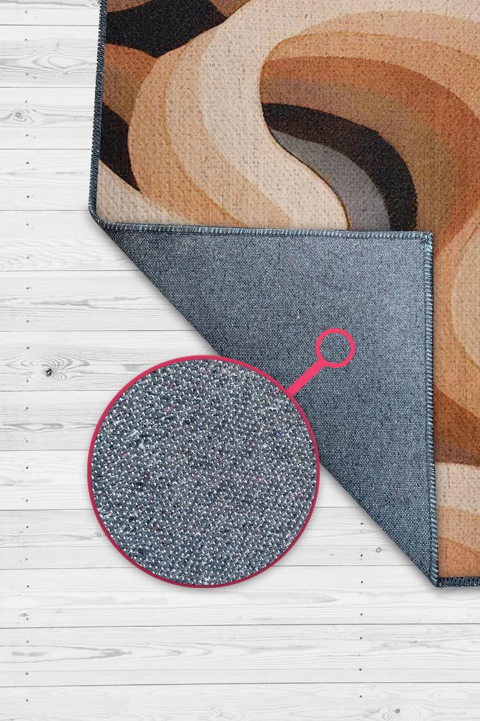 Toprak Tonları, Soyut Salon Halısı, Renk Geçişli Oturma Odası Halısı, Pamuklu Dokuma Tabanlı Yıkanabilir Dekoratif Halı