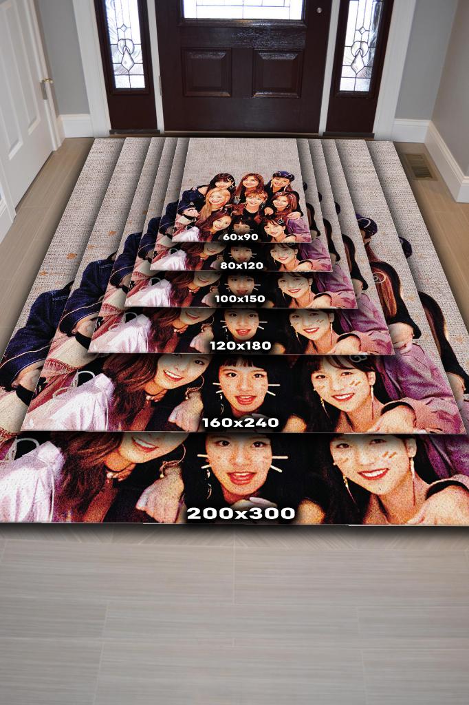 TWICE Çok Renkli Genç Kız Odası Halısı Moder Halı Açık Renk Kpop Sever Müzik Halısı