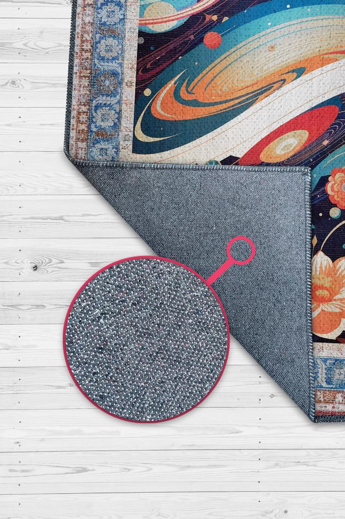 Uzay Temalı Çok Renkli Salon Halısı Hippie Ev Dekoru İndie Oda Dekoru Oturma Odası Halısı