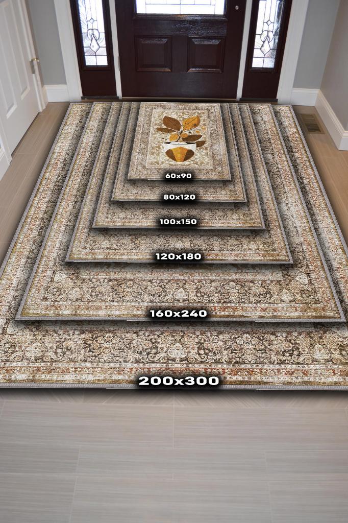 Vintage Kahve,Pastel Renkli Vintage Oturma Odası,Pamuklu Dokuma Tabanlı Yıkanabilir Kahvesever Halısı