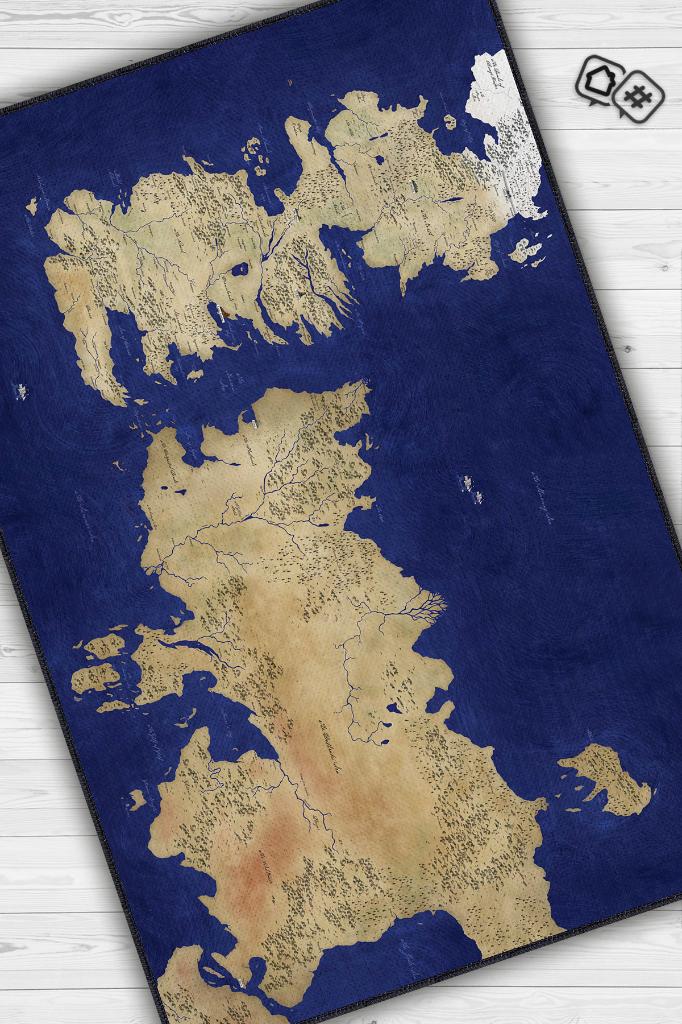 Westeros,Mavi Harita Desenli Modern,Pamuklu Dokuma Tabanlı Yıkanabilir Renkli Game Of Thrones Film Sever Halısı