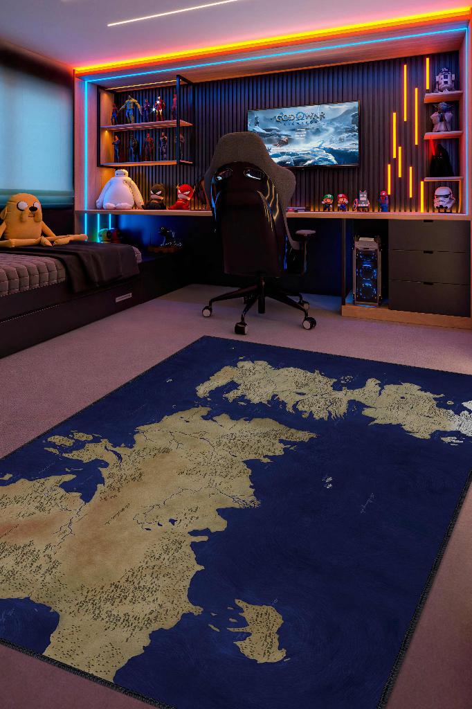 Westeros,Mavi Harita Desenli Modern,Pamuklu Dokuma Tabanlı Yıkanabilir Renkli Game Of Thrones Film Sever Halısı