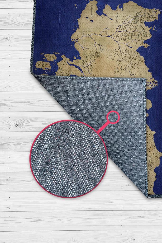 Westeros,Mavi Harita Desenli Modern,Pamuklu Dokuma Tabanlı Yıkanabilir Renkli Game Of Thrones Film Sever Halısı