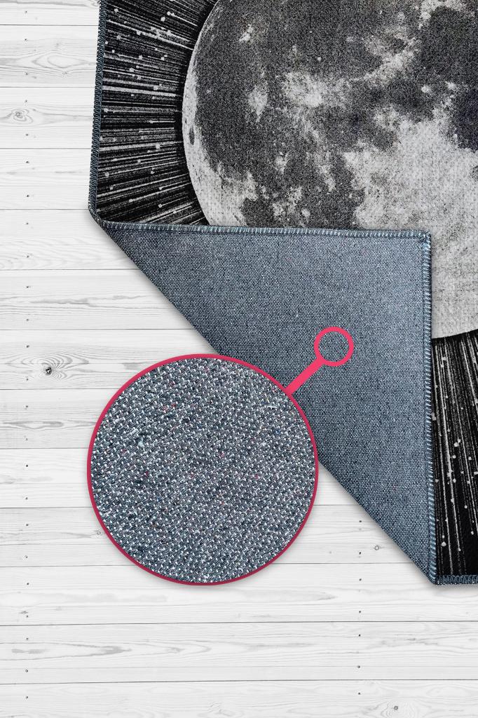 Yansıtan Siyah Renkli Salon Halısı Gökyüzü Temalı Genç Odası Halısı Koyu Renkli Halı