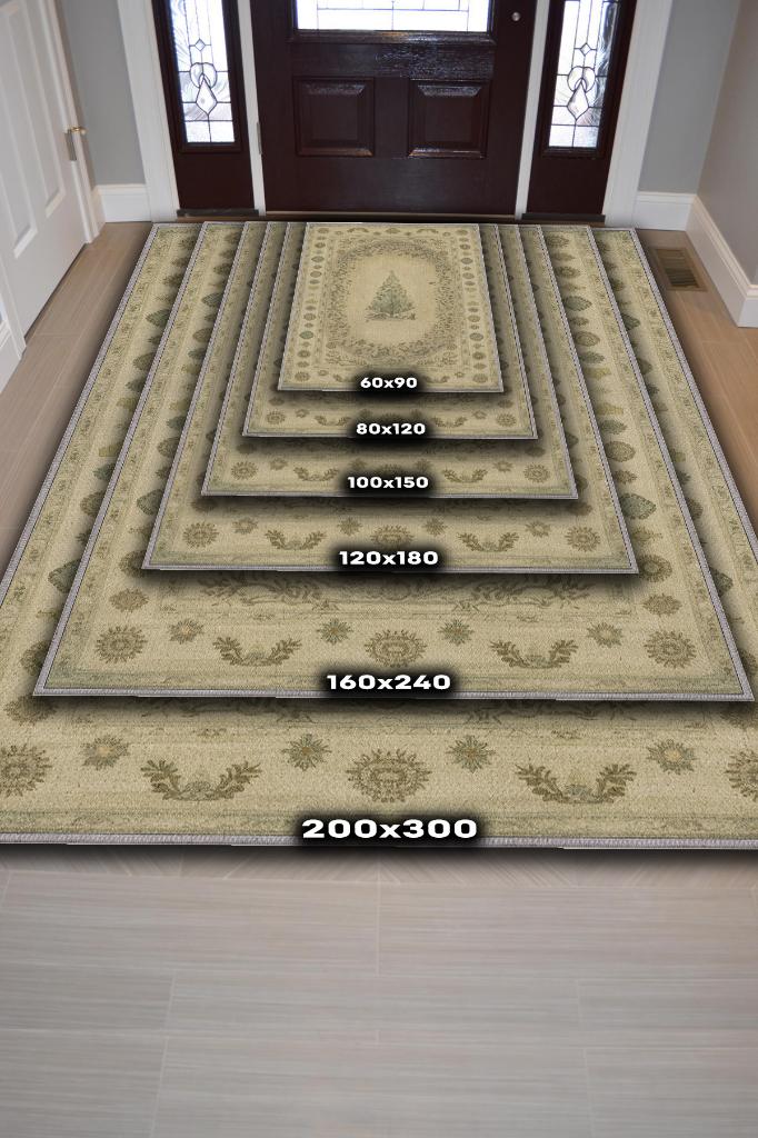 Yeni Yıl Temalı Halı Bej Renkli Yeni Yıl Parti Halısı Minimal Yılbaşı Temalı Hediyelik Halı