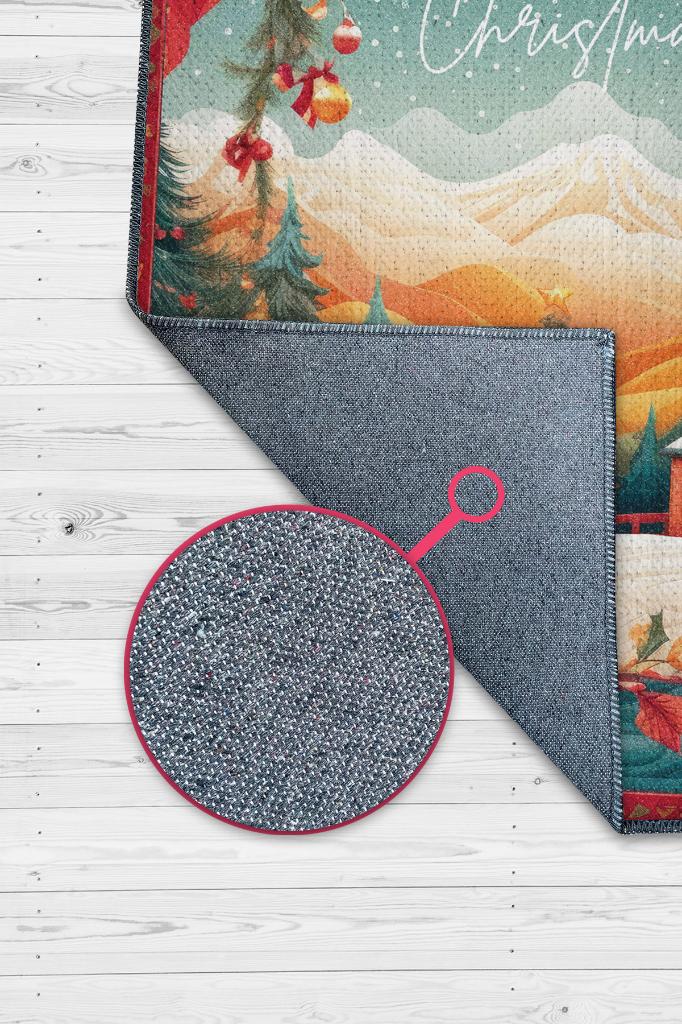 Yeni Yıl Temalı Halı Çok Renkli Yeni Yıl Parti Halısı Yılbaşı Temalı Hediyelik Halı